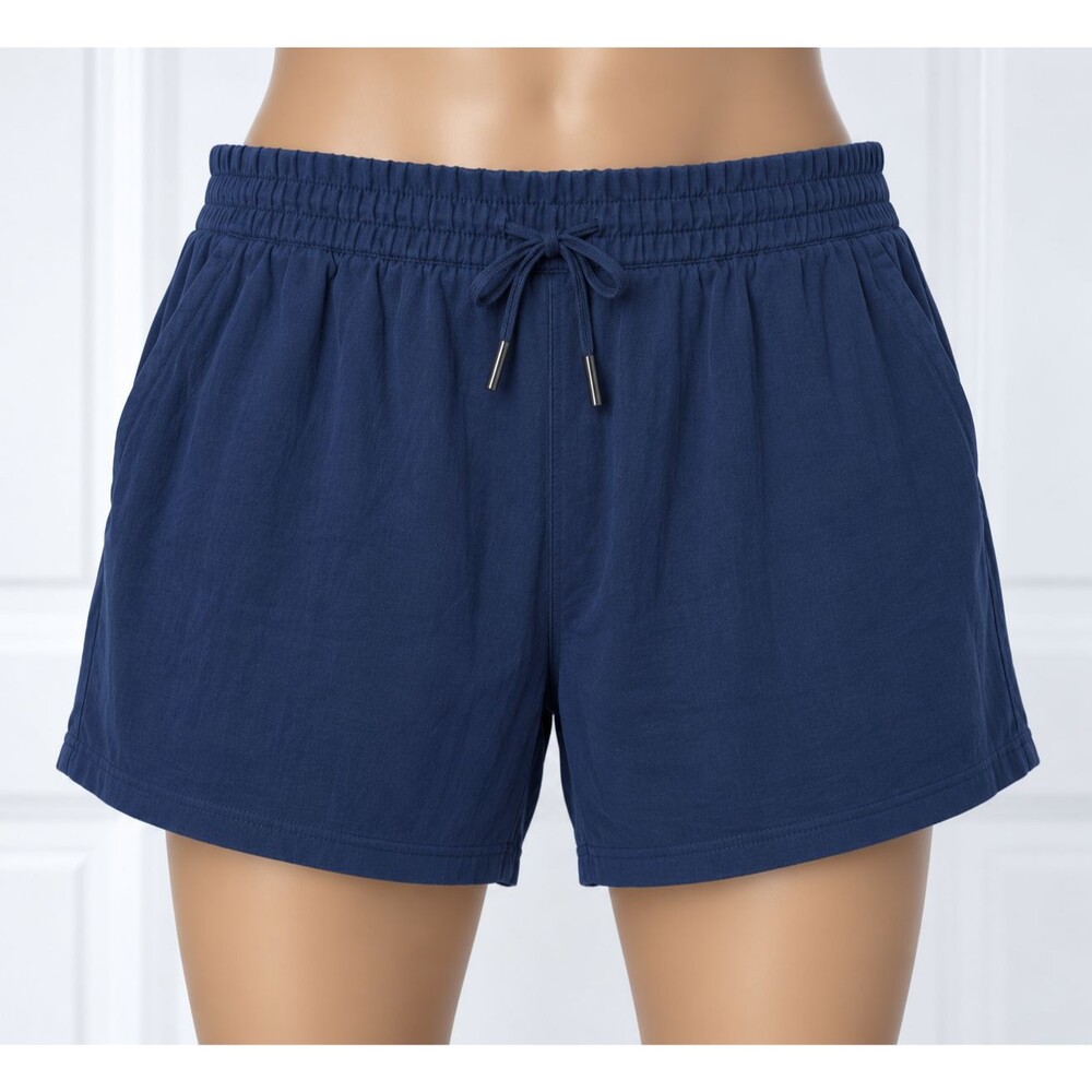 Members Mark med Womens Short Hem Shorts Blue Drawstring Elastic Waist NWT